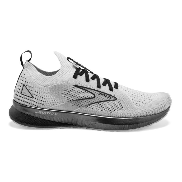 Brooks Levitate StealthFit 5 Energy-Return Men's Road Running Shoes - White/Grey/Black (32508-IDXJ)